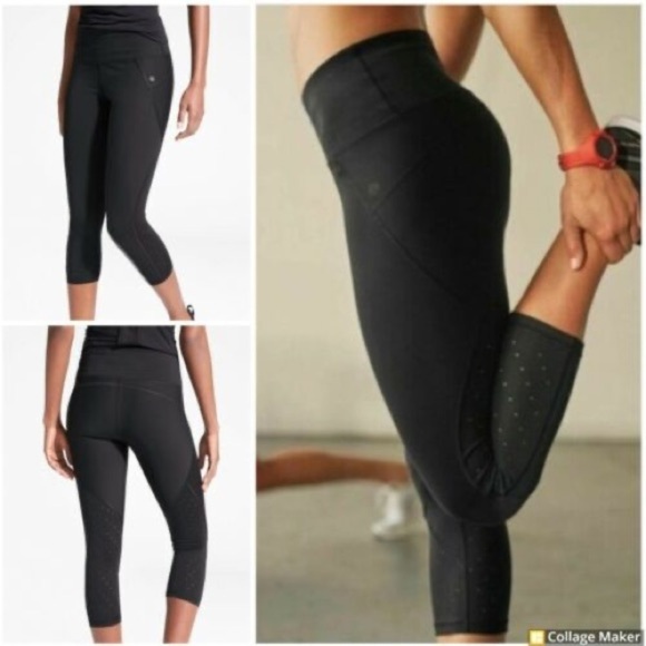Athleta Trucool Stealth Black Laser Cut Tights/Leggings Sz. S Athleisure Active - Picture 3 of 10
